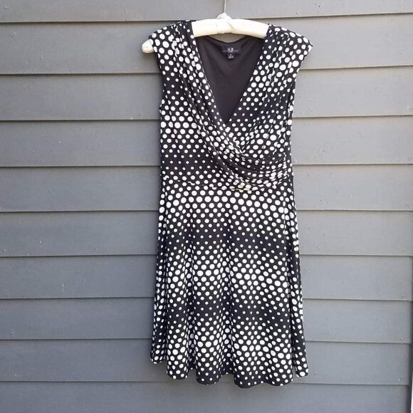 AGB Black/White Polka Dot Dress Size Medium - Picture 1 of 8